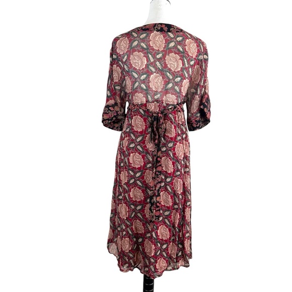 ASOS Women’s Pink and Brown Midi Sundress with Bishop‎ Sleeves Size 2 - Picture 3 of 11